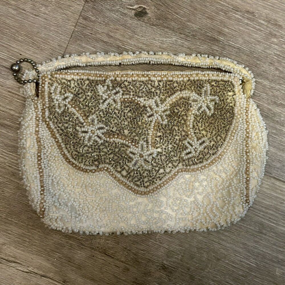 Beautiful Vintage Clutch Beaded Evening Bag Handmade in Belgium Satchel Prom